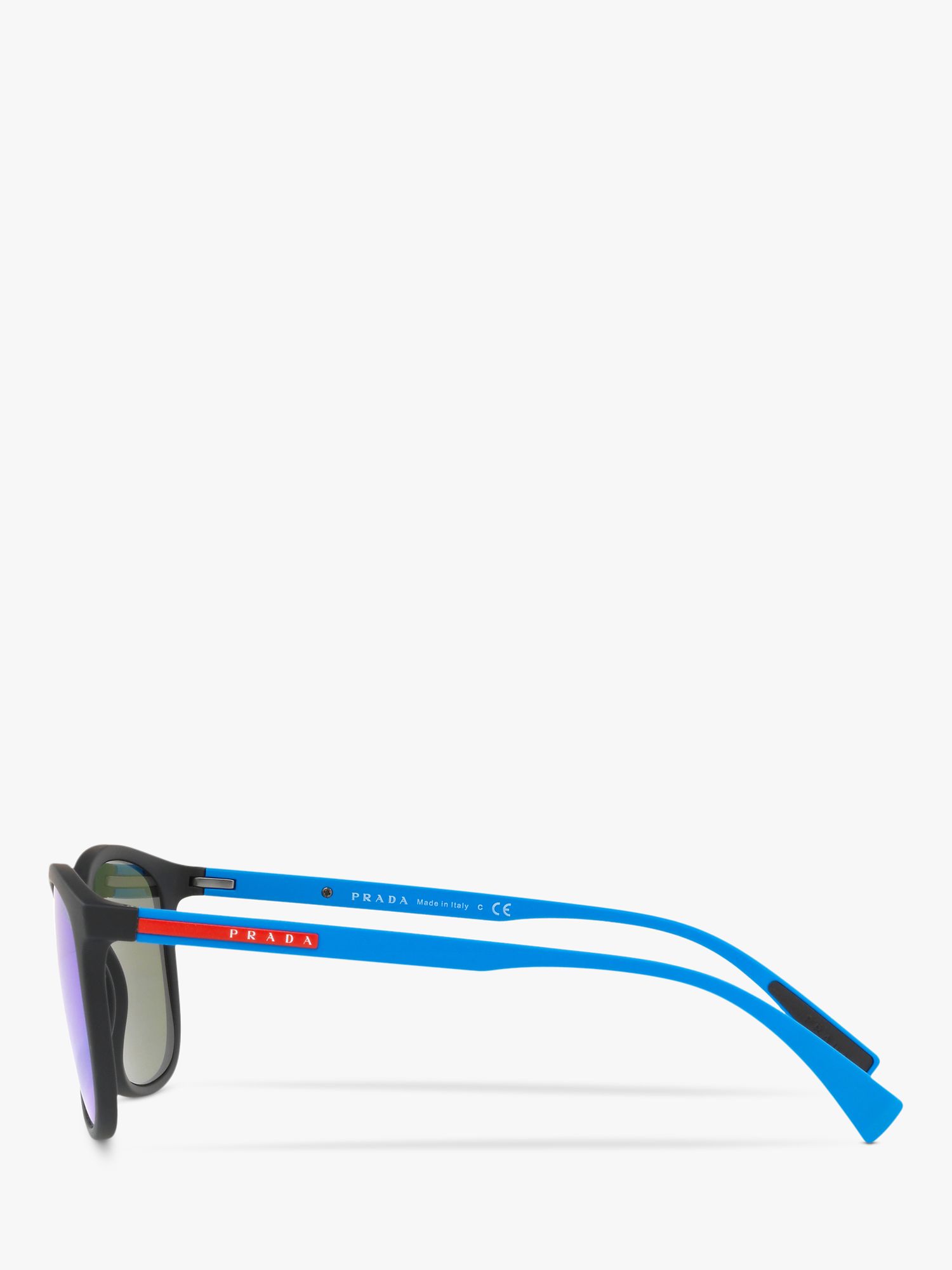 Prada Linea Rossa PS 01TS Men's Rectangular Sunglasses, Black Blue/Mirror  Turquoise