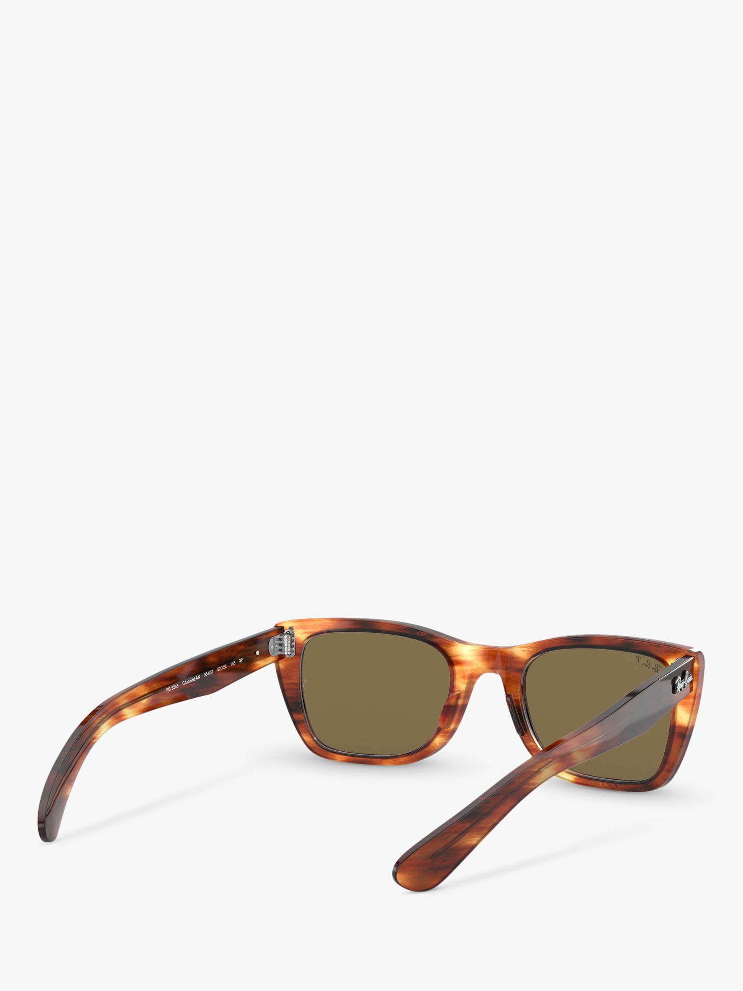 Ray-Ban RB2248 Unisex Polarised Rectangular Sunglasses, Striped Havana/Brown