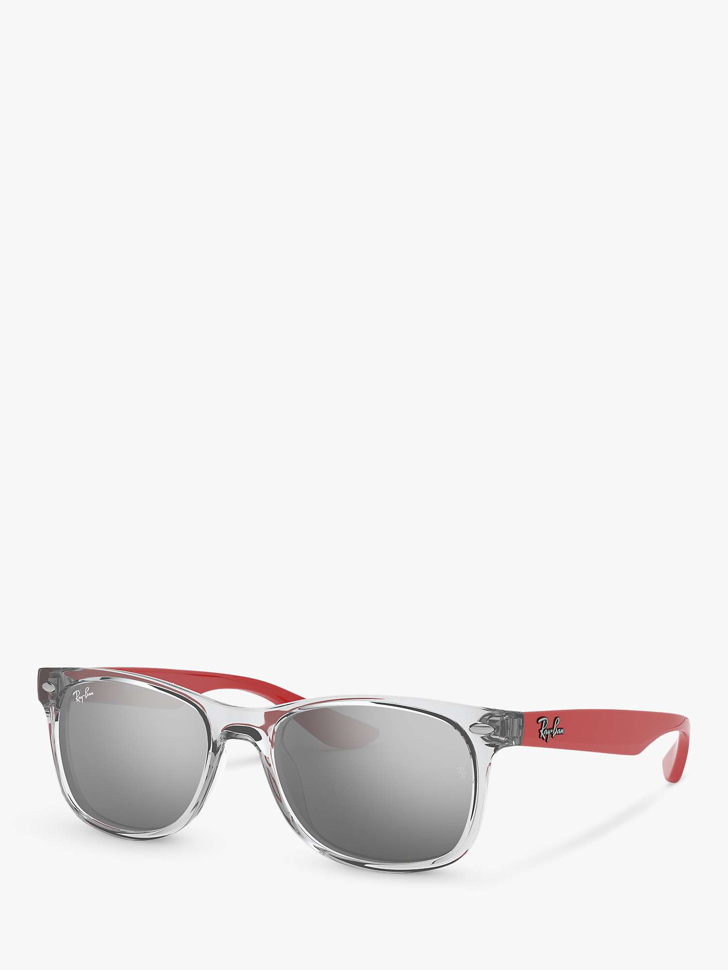 Ray-Ban RJ9052S Kids' Unisex Square Sunglasses, Transparent Grey/Mirror  Grey at John Lewis & Partners