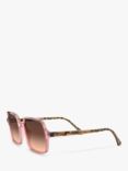 Ray-Ban RB1973 Women's Square Sunglasses, Transparent Pink/Brown Gradient