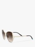 Tiffany & Co TF3072 Women's Butterfly Sunglasses, Gold/Brown Gradient