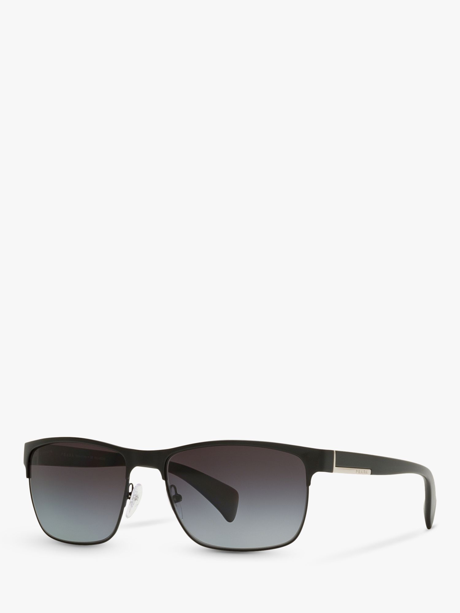 Prada PR 51OS Men's Polarised Rectangular Sunglasses, Matte Black/Black  Gradient at John Lewis & Partners