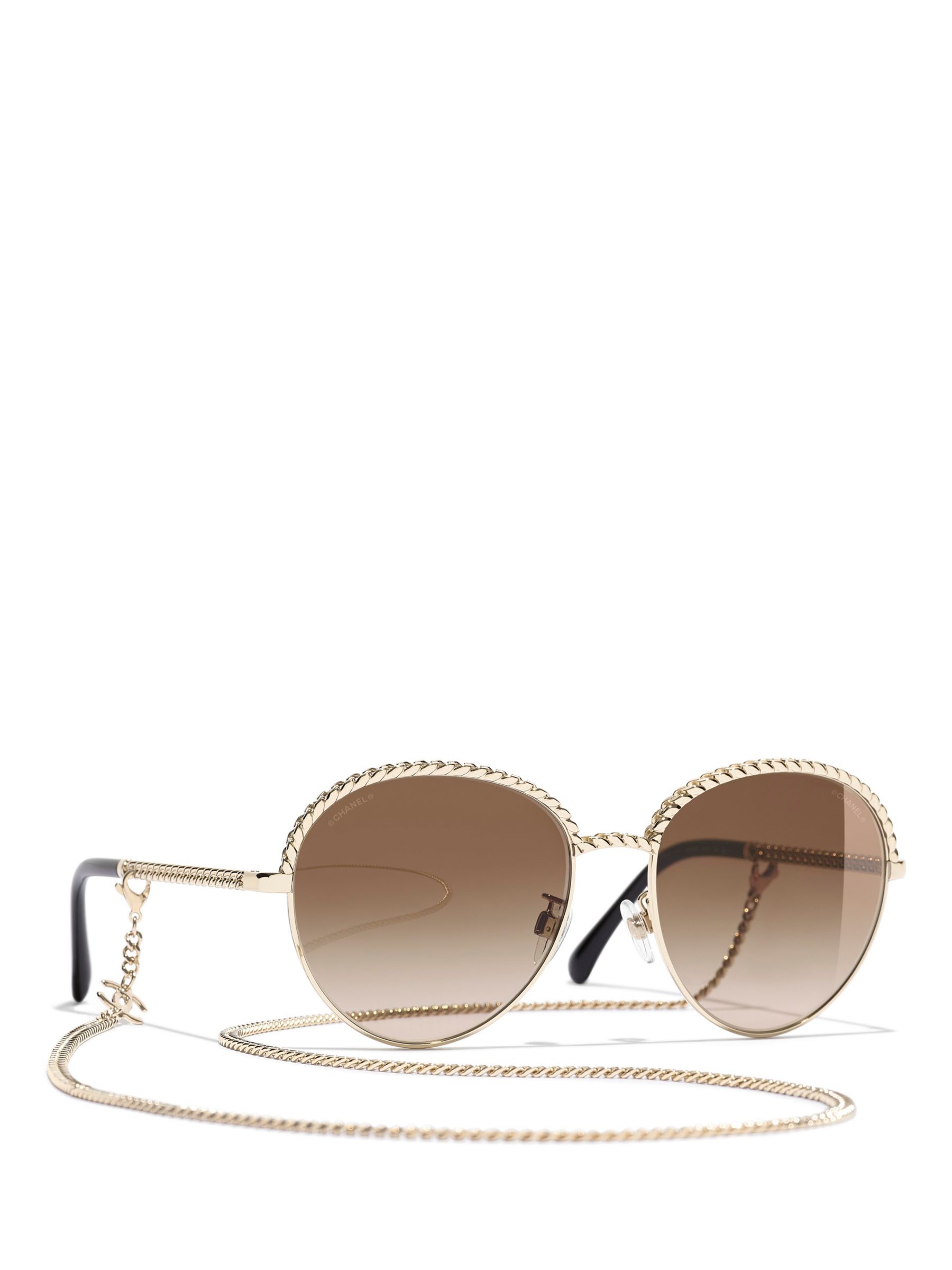 CHANEL Oval Sunglasses CH4242 Pale Gold/Brown Gradient at John