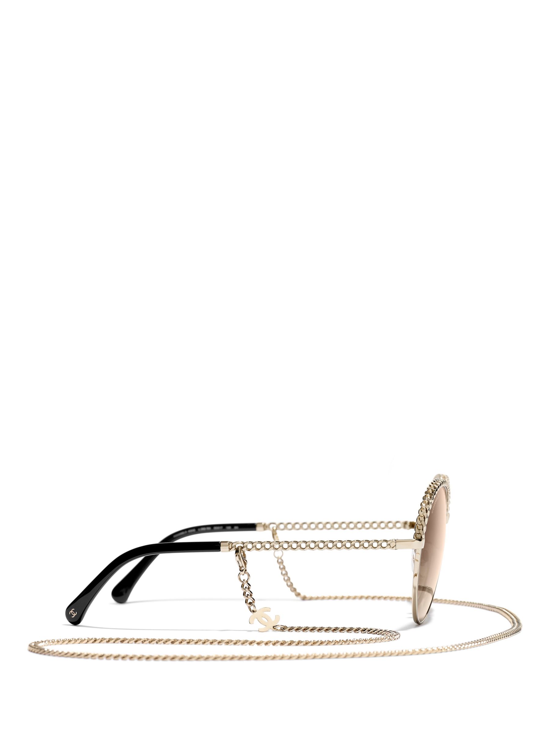 CHANEL Oval Sunglasses CH4242 Pale Gold/Brown Gradient at John Lewis ...