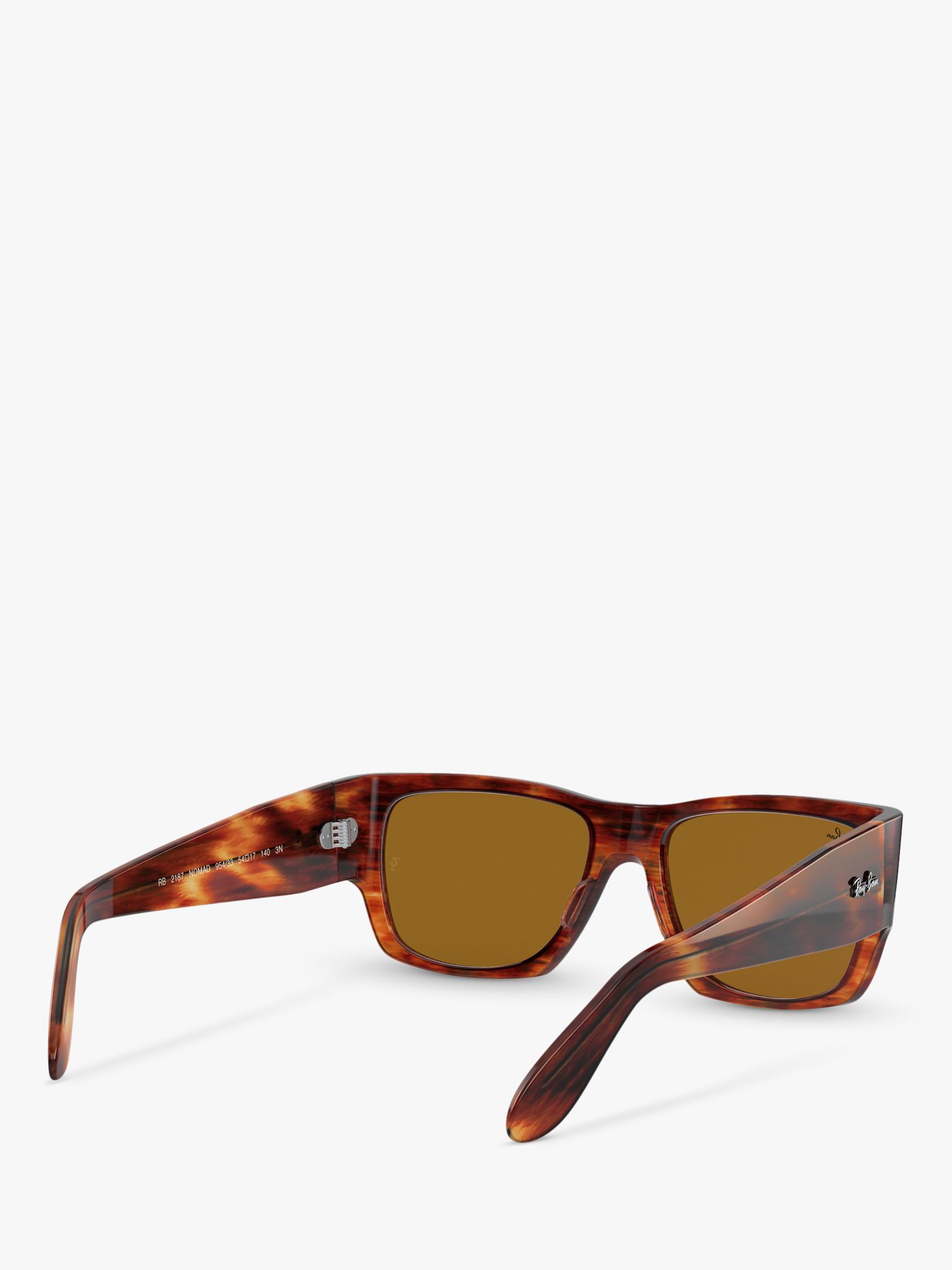 Ray-Ban RB2187 Unisex Square Sunglasses, Striped Havana/Brown at John Lewis  & Partners