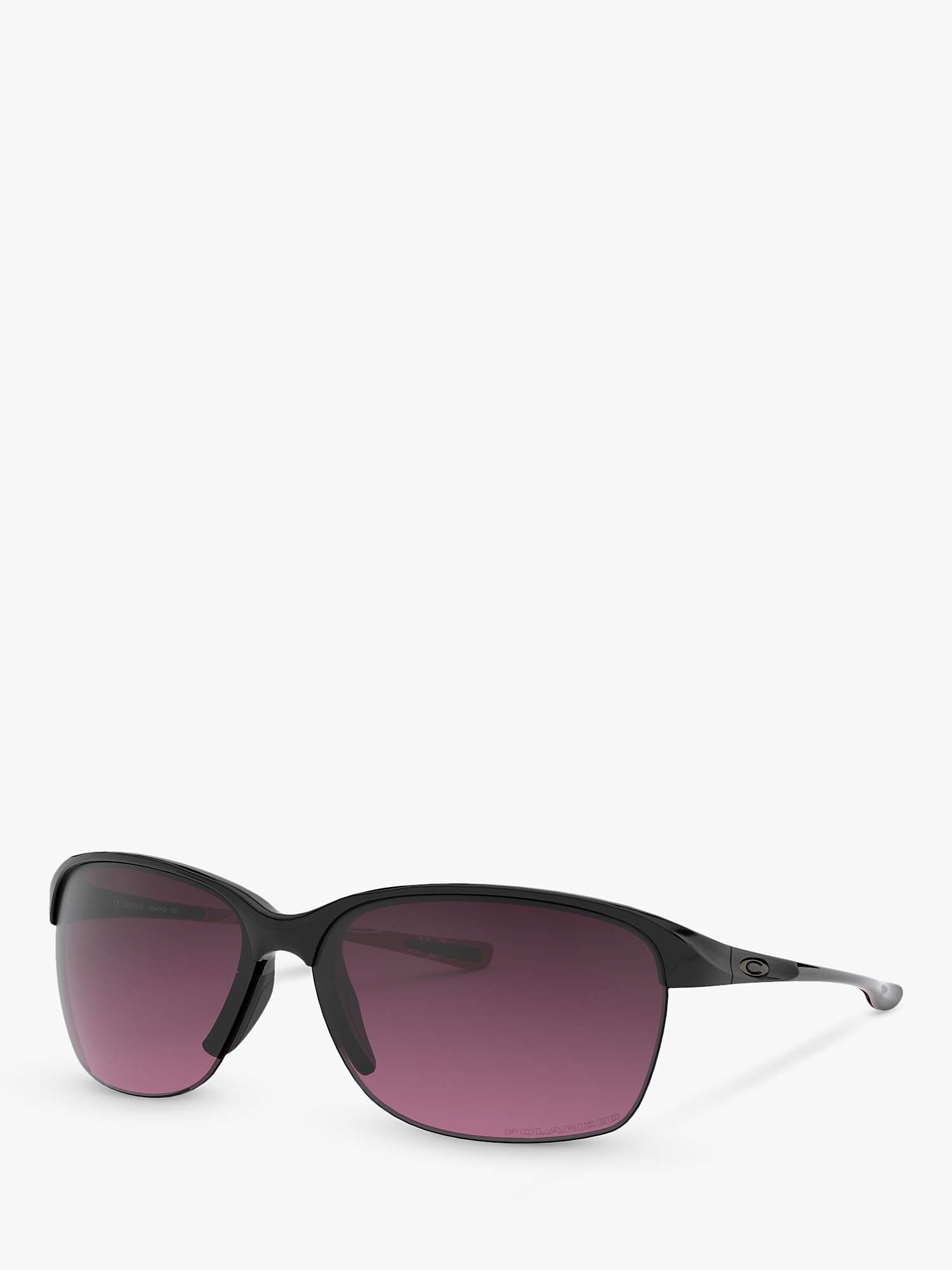 Buy Oakley OO9191 Women's Unstoppable Polarised Rectangular Sunglasses, Polished Black/Purple Gradient Online at johnlewis.com