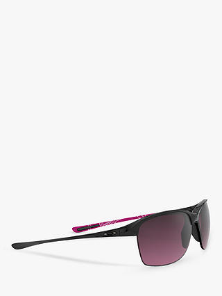 Oakley OO9191 Women's Unstoppable Polarised Rectangular Sunglasses, Polished Black/Purple Gradient