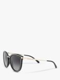 Michael Kors MK1077 Women's Brisbane Polarised Round Sunglasses, Black Gold/Black Gradient
