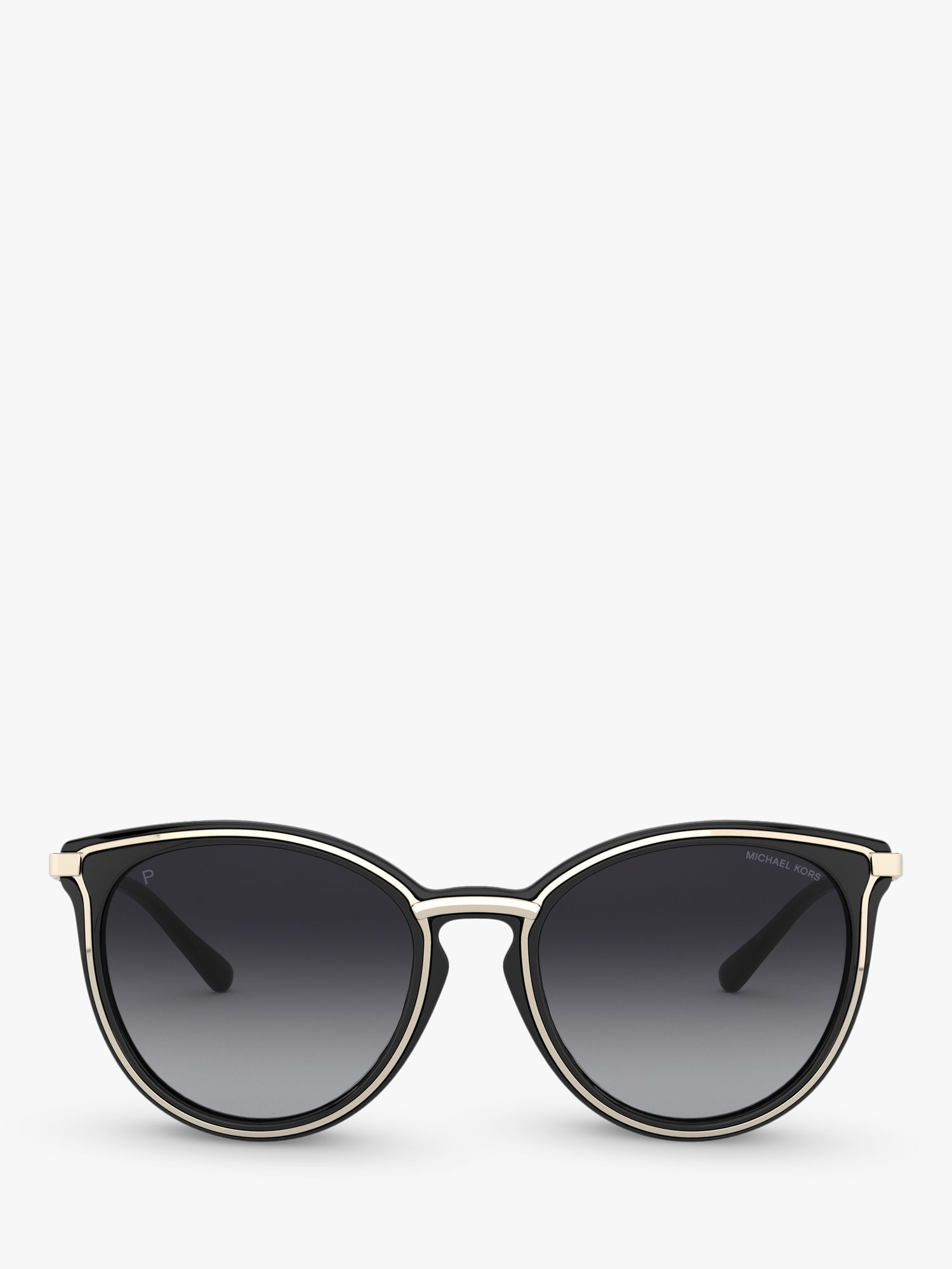 Michael Kors MK1077 Women's Brisbane Polarised Round Sunglasses, Black ...