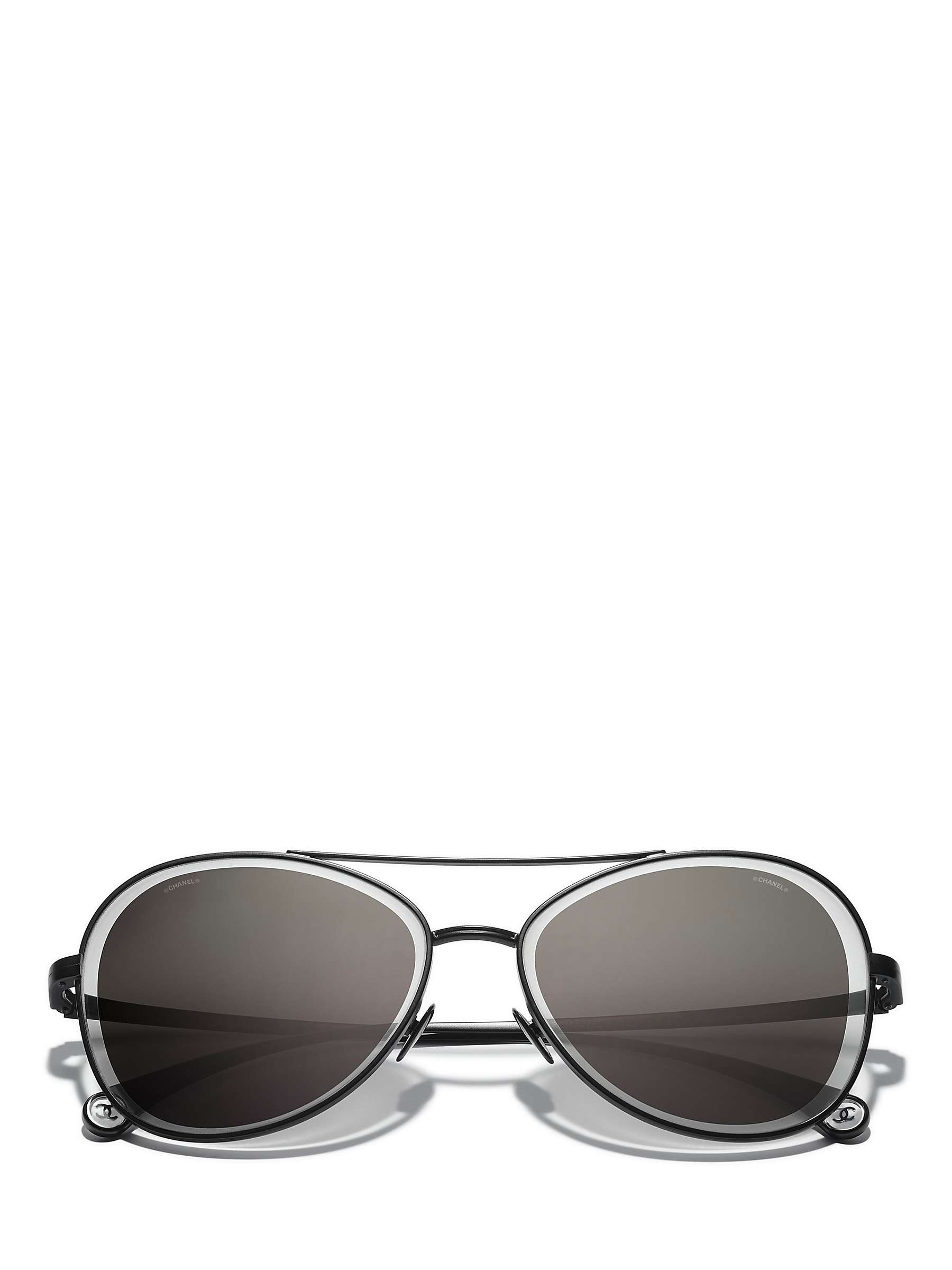 Buy CHANEL Pilot Sunglasses CH4260, Matte Black/Mirror Black Online at johnlewis.com