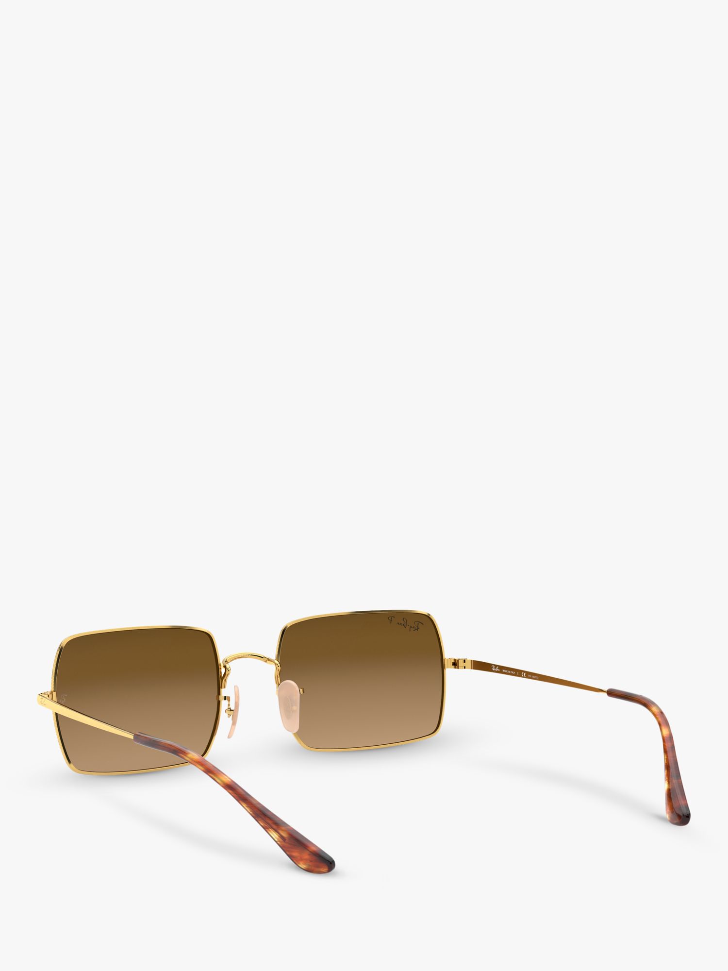 Buy Ray-Ban RB1969 Unisex Polarised Rectangular Sunglasses, Gold/Brown Gradient Online at johnlewis.com