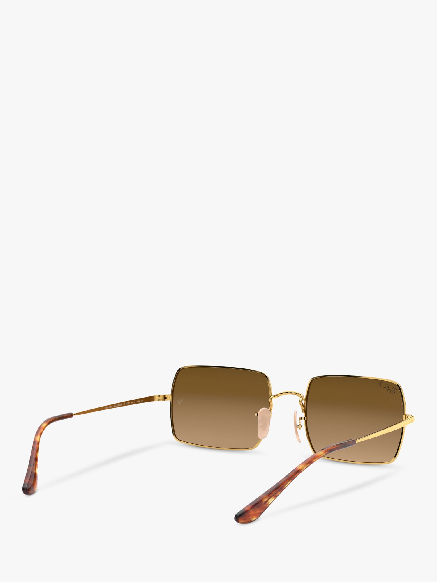 Buy Ray-Ban RB1969 Unisex Polarised Rectangular Sunglasses, Gold/Brown Gradient Online at johnlewis.com