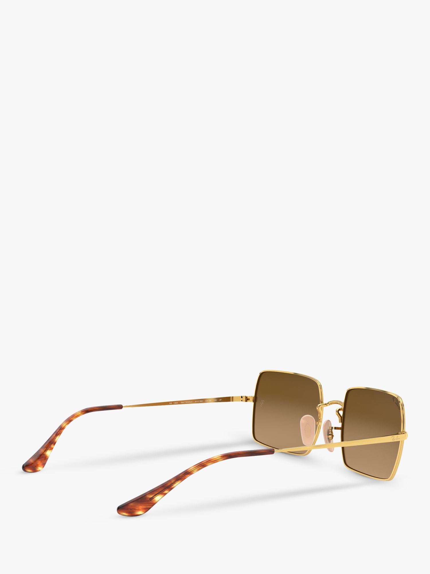 Ray-Ban RB1969 Unisex Polarised Rectangular Sunglasses, Gold/Brown ...