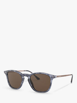 Giorgio Armani AR8128 Men's Oval Sunglasses, Havana Blue/Brown