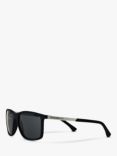 Emporio Armani EA4058 Men's Rectangular Sunglasses, Midnight/Black