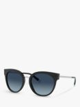 Tiffany & Co TF4168 Women's Polarised Round Sunglasses, Black/Grey Gradient