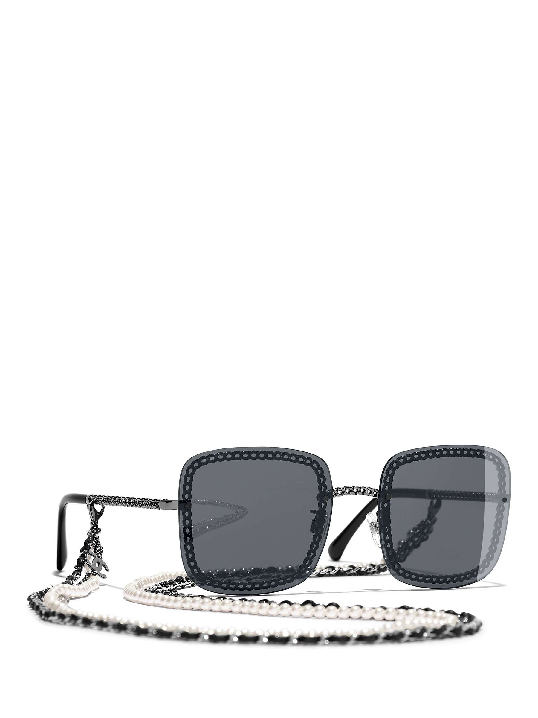 Buy CHANEL Square Sunglasses CH4244 Gunmetal/Grey Online at johnlewis.com