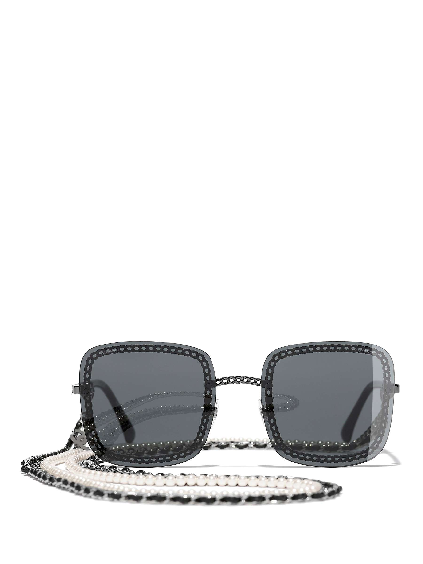 Buy CHANEL Square Sunglasses CH4244 Gunmetal/Grey Online at johnlewis.com
