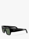Ray-Ban RB2187 Unisex Polarised Square Sunglasses, Black/Green
