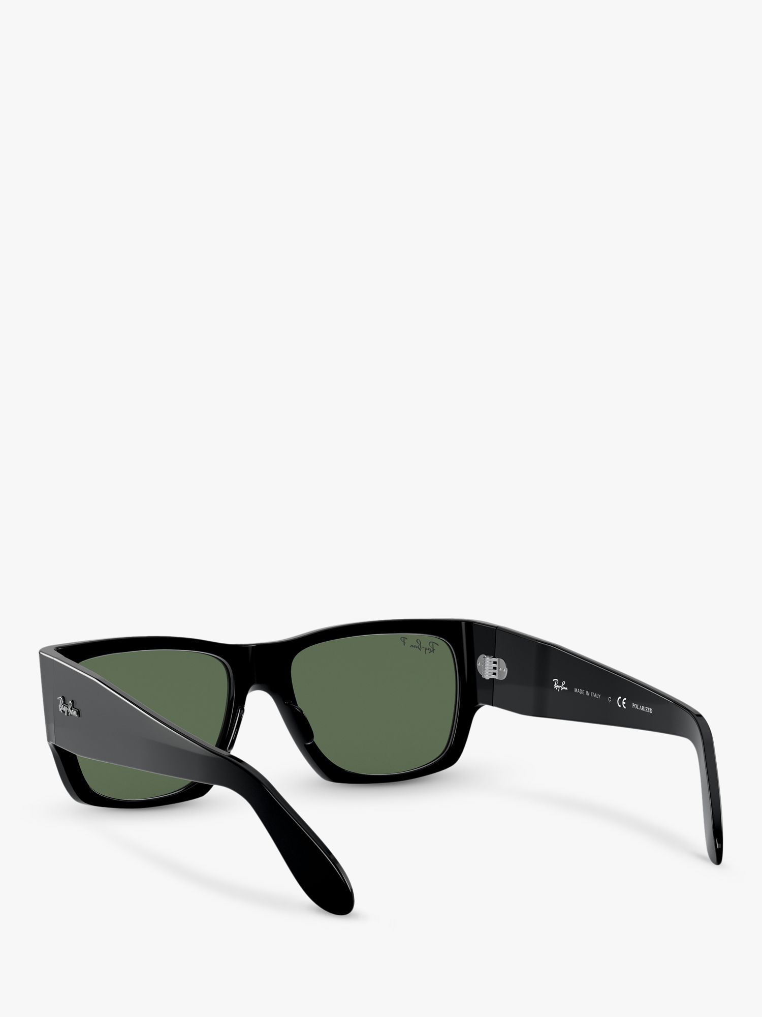 Buy Ray-Ban RB2187 Unisex Polarised Square Sunglasses, Black/Green Online at johnlewis.com