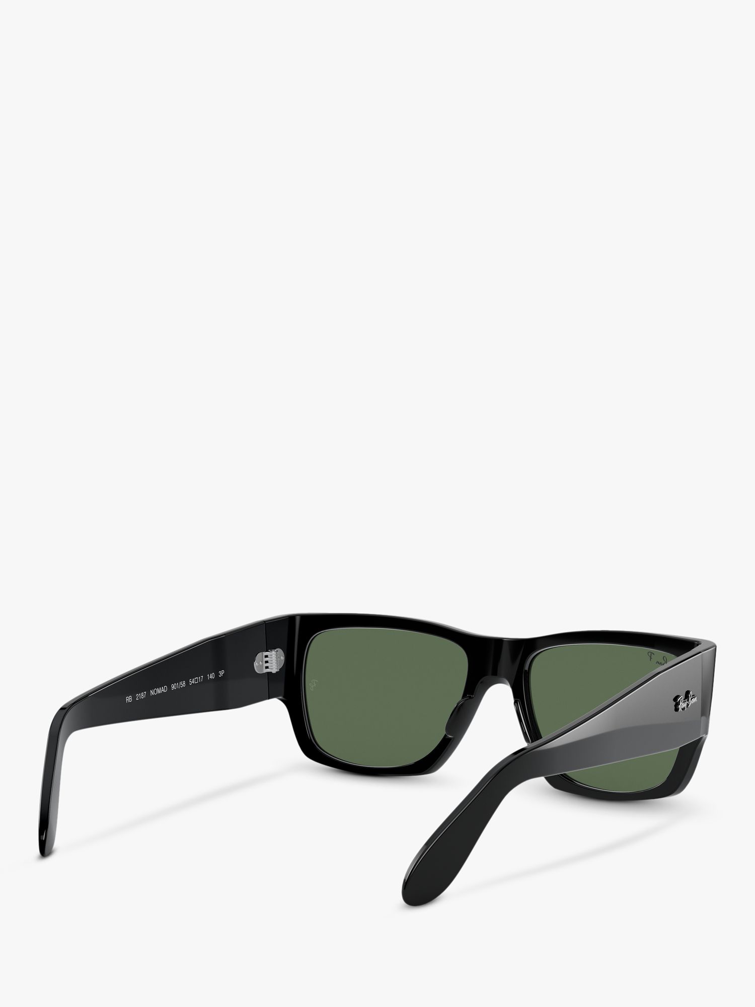 Buy Ray-Ban RB2187 Unisex Polarised Square Sunglasses, Black/Green Online at johnlewis.com
