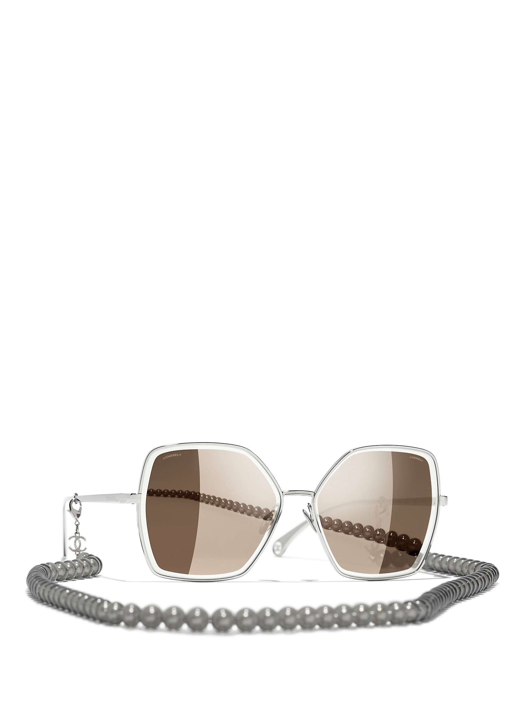 Buy CHANEL Pilot Sunglasses CH4262 Silver/Mirror Brown Online at johnlewis.com
