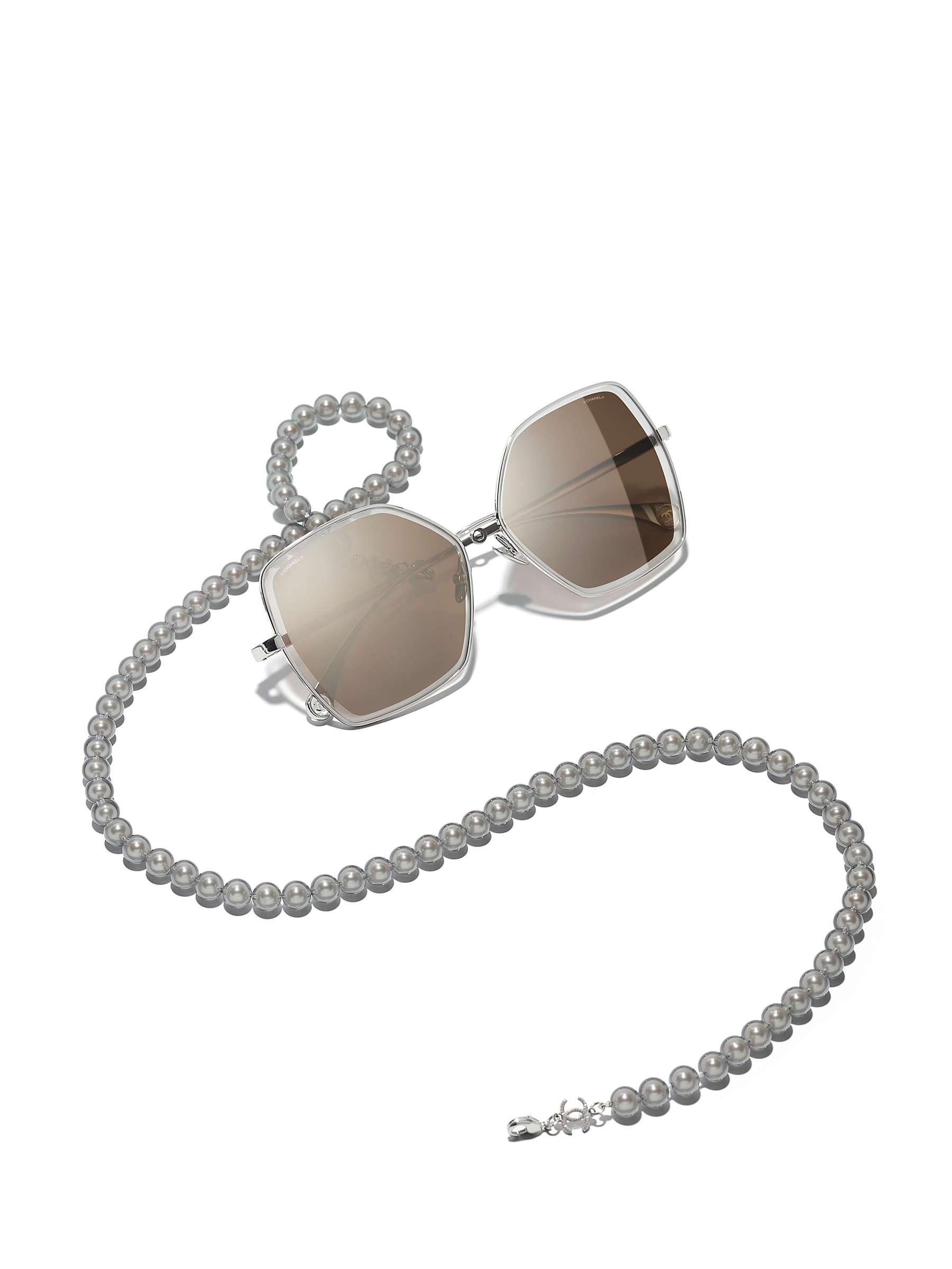 Buy CHANEL Pilot Sunglasses CH4262 Silver/Mirror Brown Online at johnlewis.com