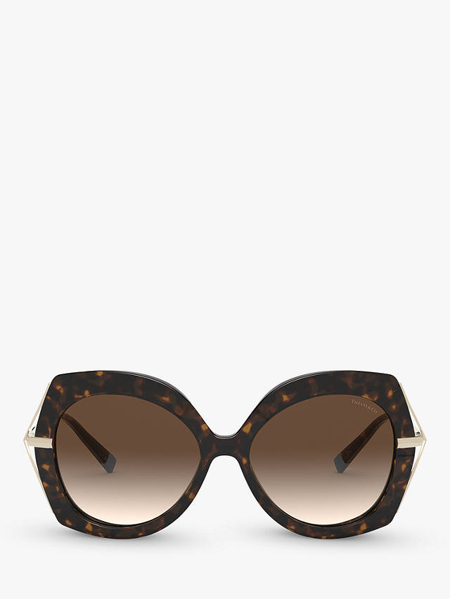 Tiffany & Co TF4169 Women's Irregular Square Sunglasses, Dark Havana/Brown Gradient