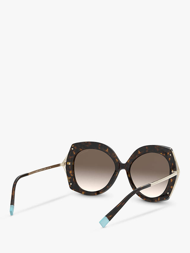 Tiffany & Co TF4169 Women's Irregular Square Sunglasses, Dark Havana/Brown Gradient