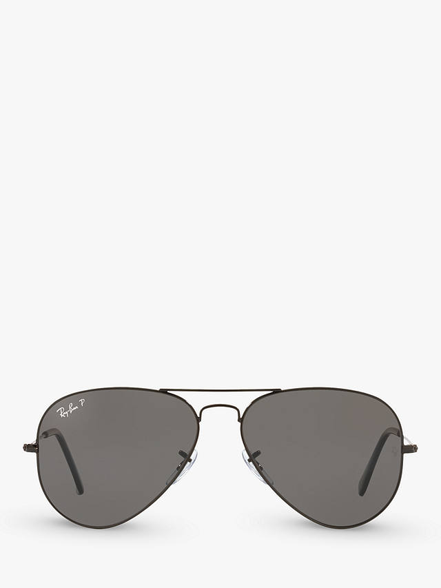 Ray-Ban RB3025 Unisex Polarised Aviator Sunglasses, Black/Grey