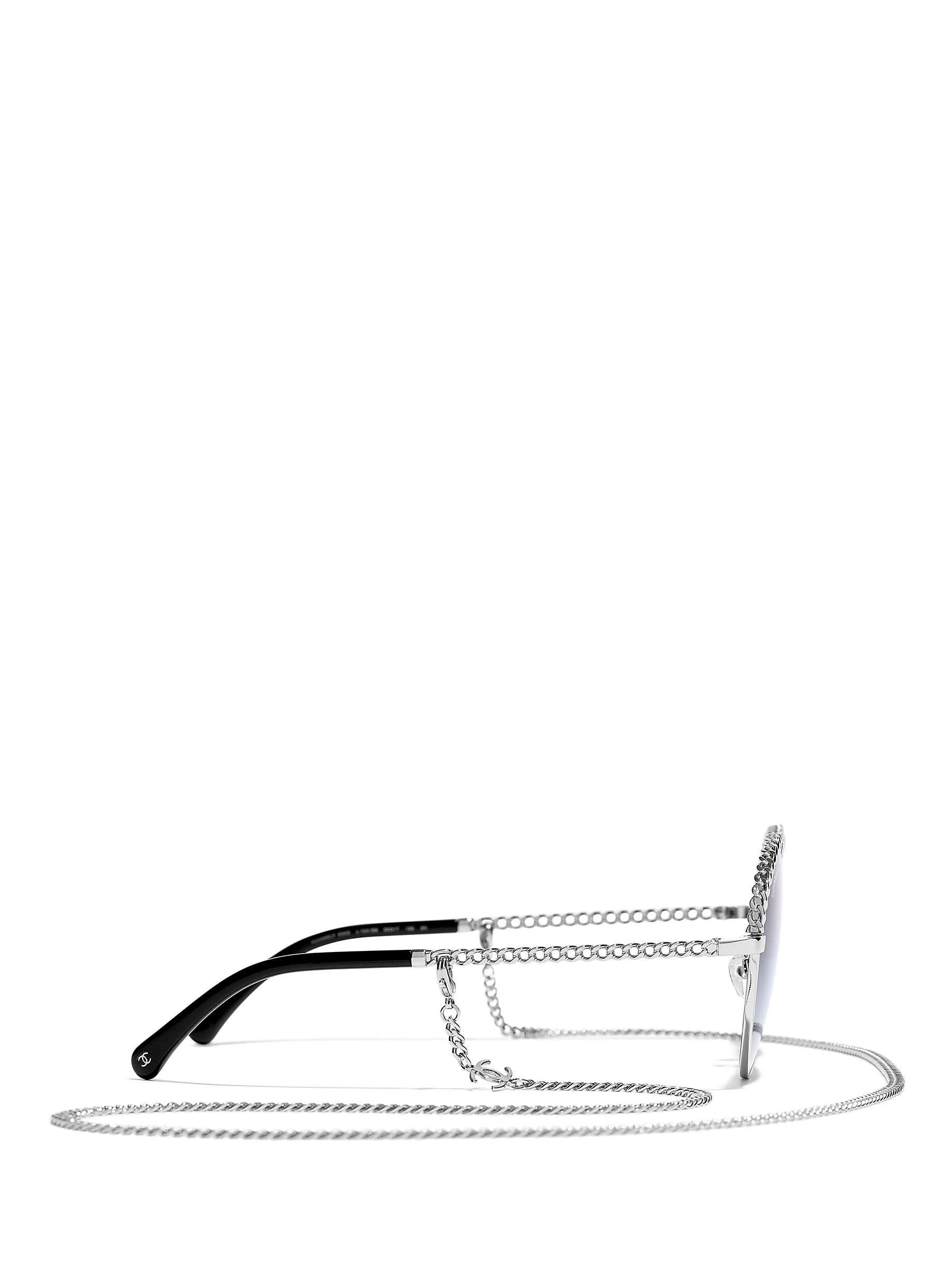 Buy CHANEL Oval Sunglasses CH4242 Silver/Grey Gradient Online at johnlewis.com