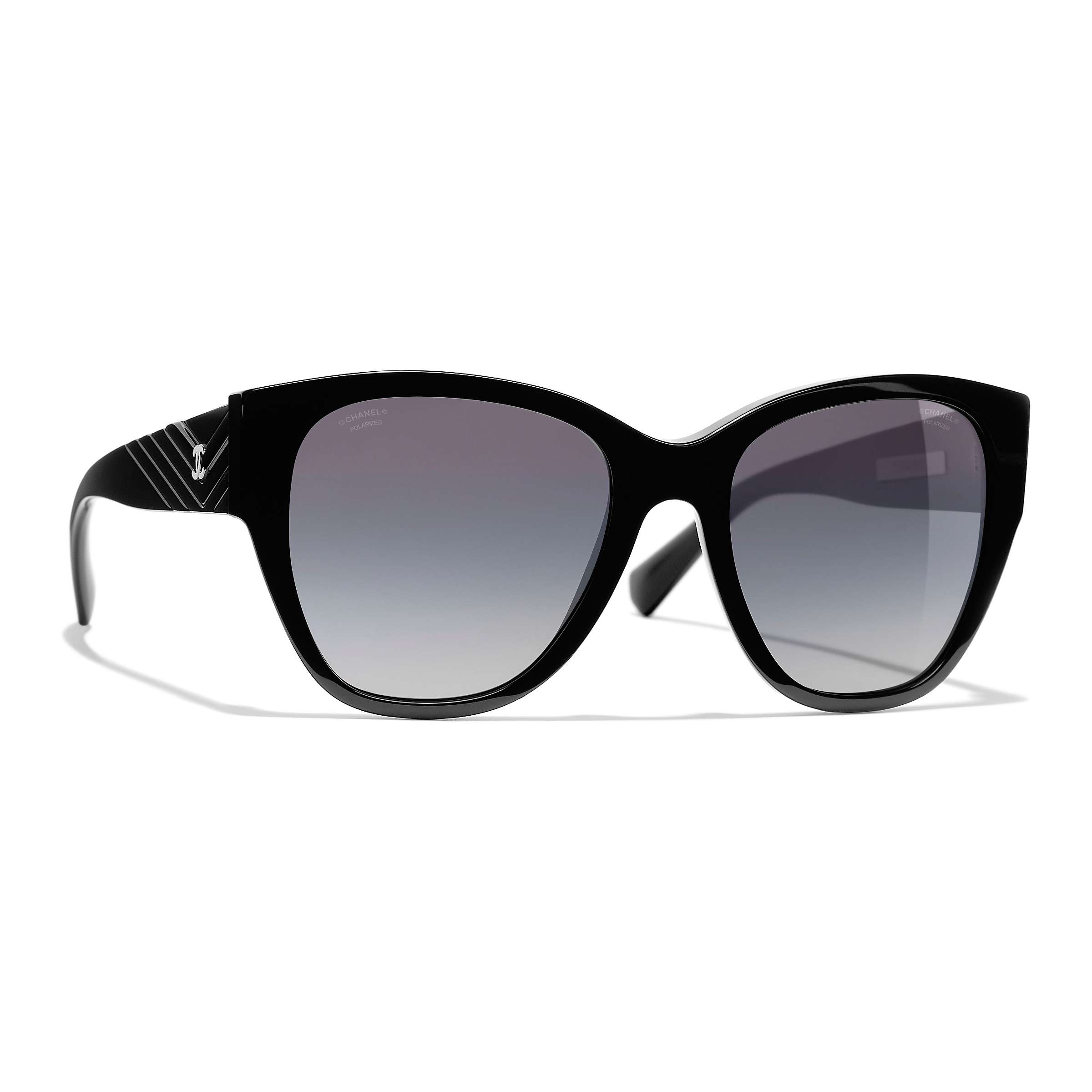 Buy CHANEL Polarised Butterfly Sunglasses CH5412 Black/Grey Gradient Online at johnlewis.com