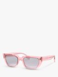 Burberry BE4321 Women's Rectangular Sunglasses, Transparent Pink/Grey