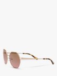 Michael Kors MK1072 Women's Porto Round Sunglasses, Rose Gold/Brown