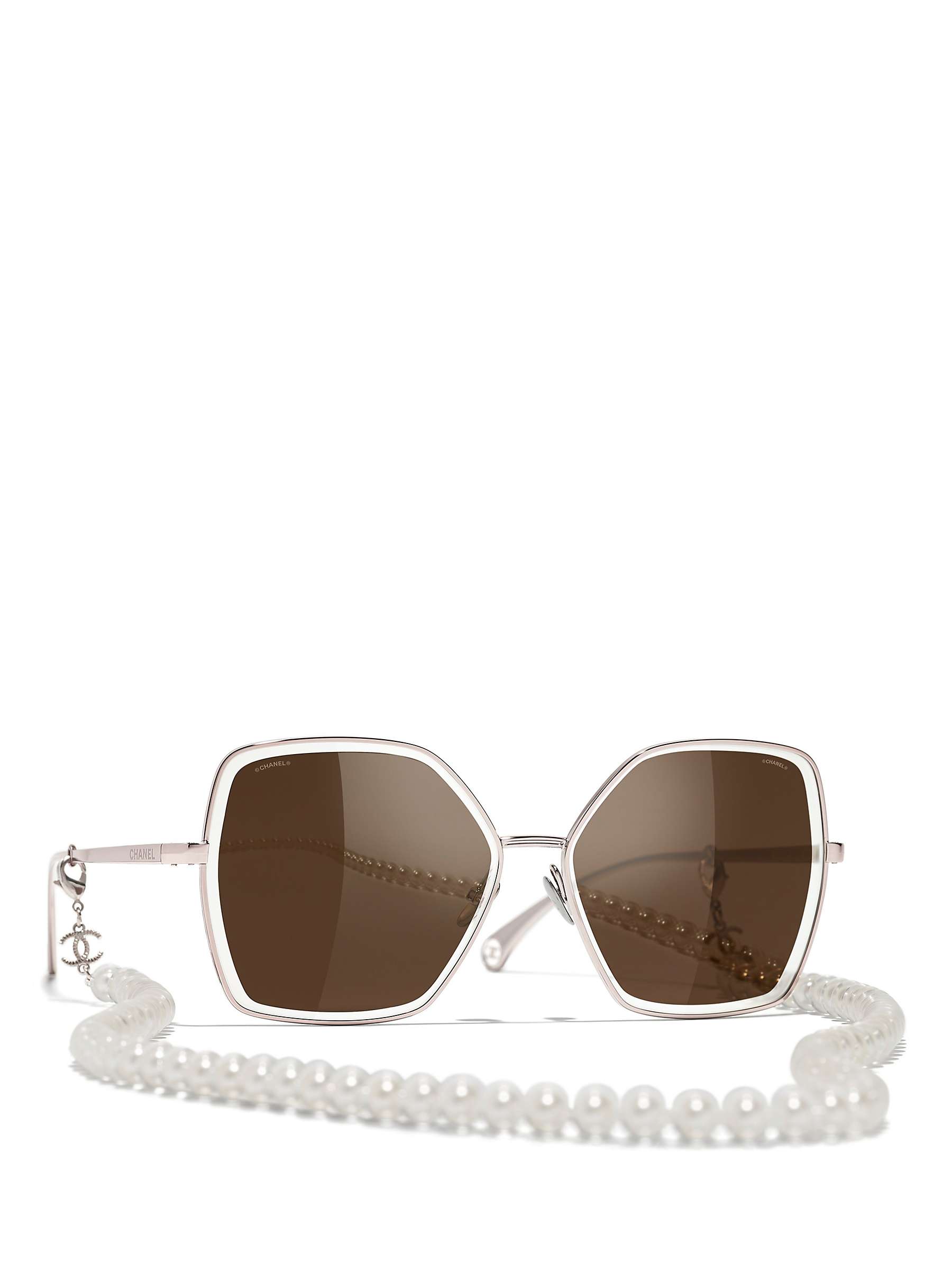 Buy CHANEL Pilot Sunglasses CH4262, Light Rose Gold/Dark Brown Online at johnlewis.com