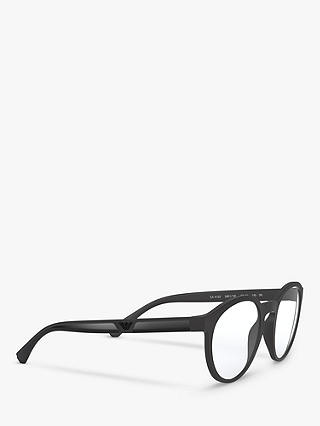 Emporio Armani EA4152 Men's Oval Sunglasses, Matte Black/Clear