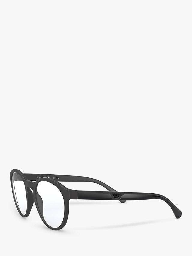 Emporio Armani EA4152 Men's Oval Sunglasses, Matte Black/Clear
