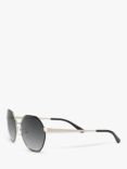 Michael Kors MK1072 Women's Porto Round Sunglasses, Silver/Black Gradient