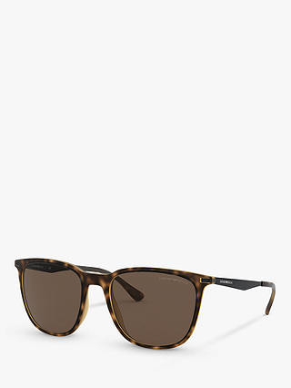 Emporio Armani EA4149 Men's Polarised Square Sunglasses, Matte Havana/Brown