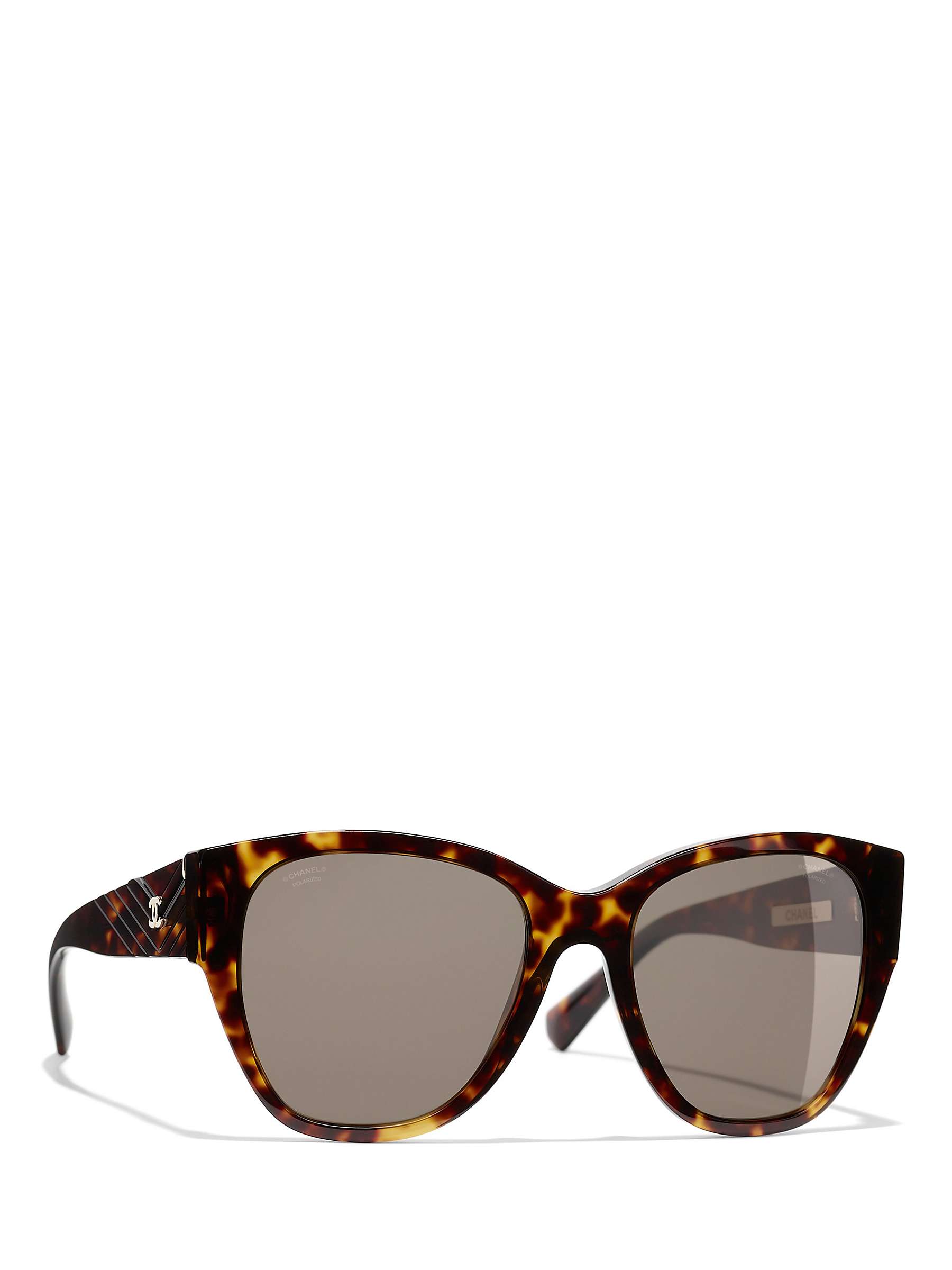 Buy CHANEL Polarised Butterfly Sunglasses CH5412 Havana/Brown Online at johnlewis.com