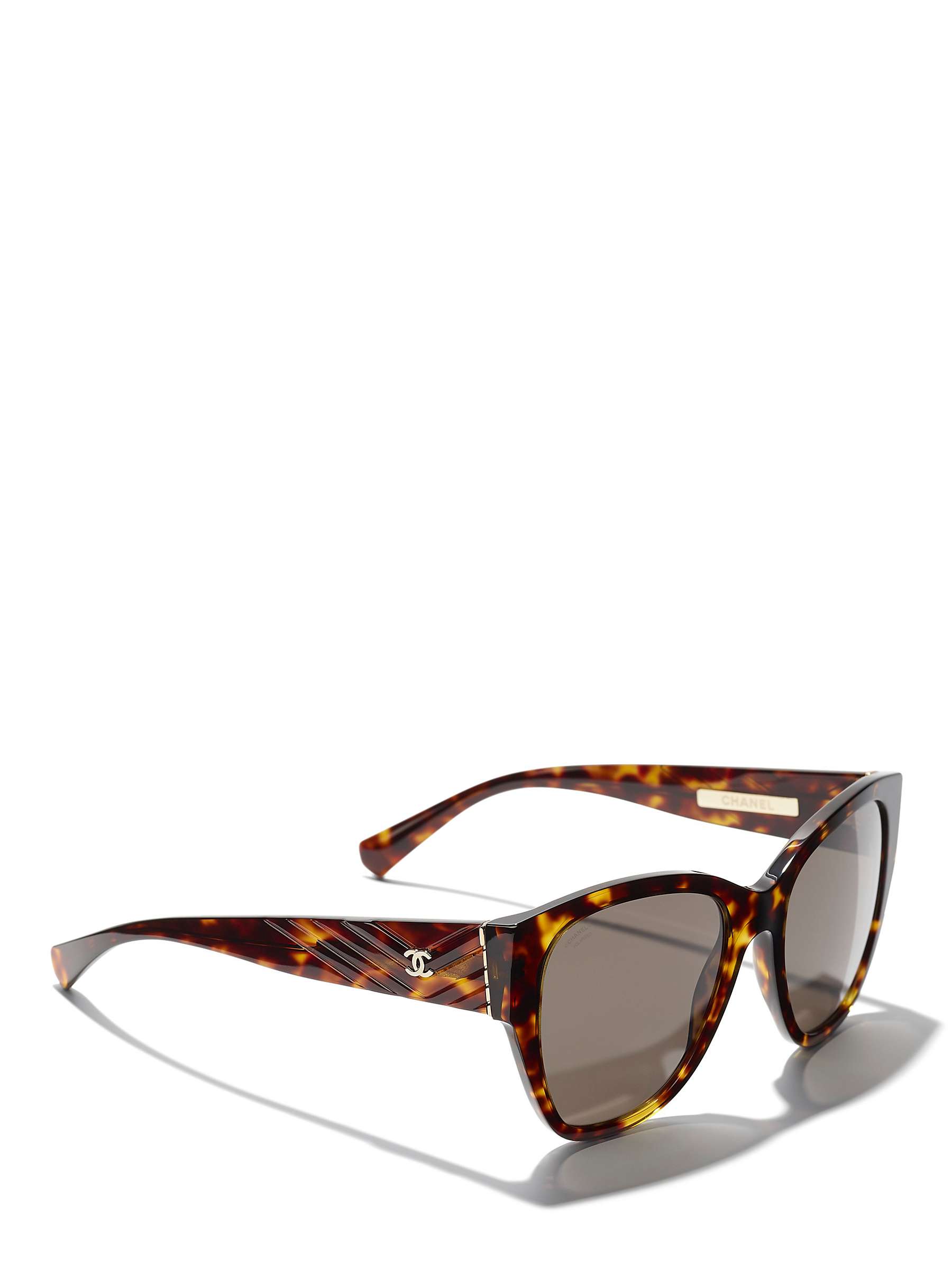Buy CHANEL Polarised Butterfly Sunglasses CH5412 Havana/Brown Online at johnlewis.com