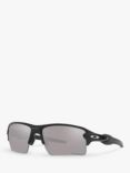 Oakley OO9188 Men's Flak 2.0 XL Prizm™ Polarised Rectangular Sunglasses, Matte Black/Grey