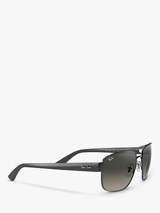 Ray-Ban RB3663 Men's Rectangular Sunglasses, Black/Grey Gradient