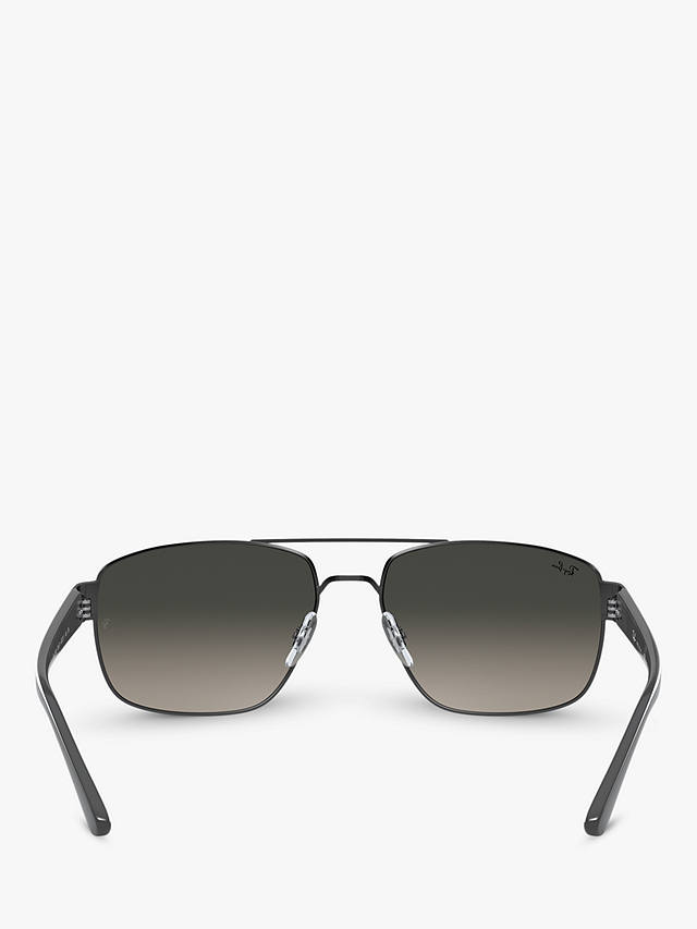 Ray-Ban RB3663 Men's Rectangular Sunglasses, Black/Grey Gradient