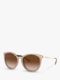 Michael Kors MK1077 Women's Brisbane Round Sunglasses, Light Gold/Brown Gradient