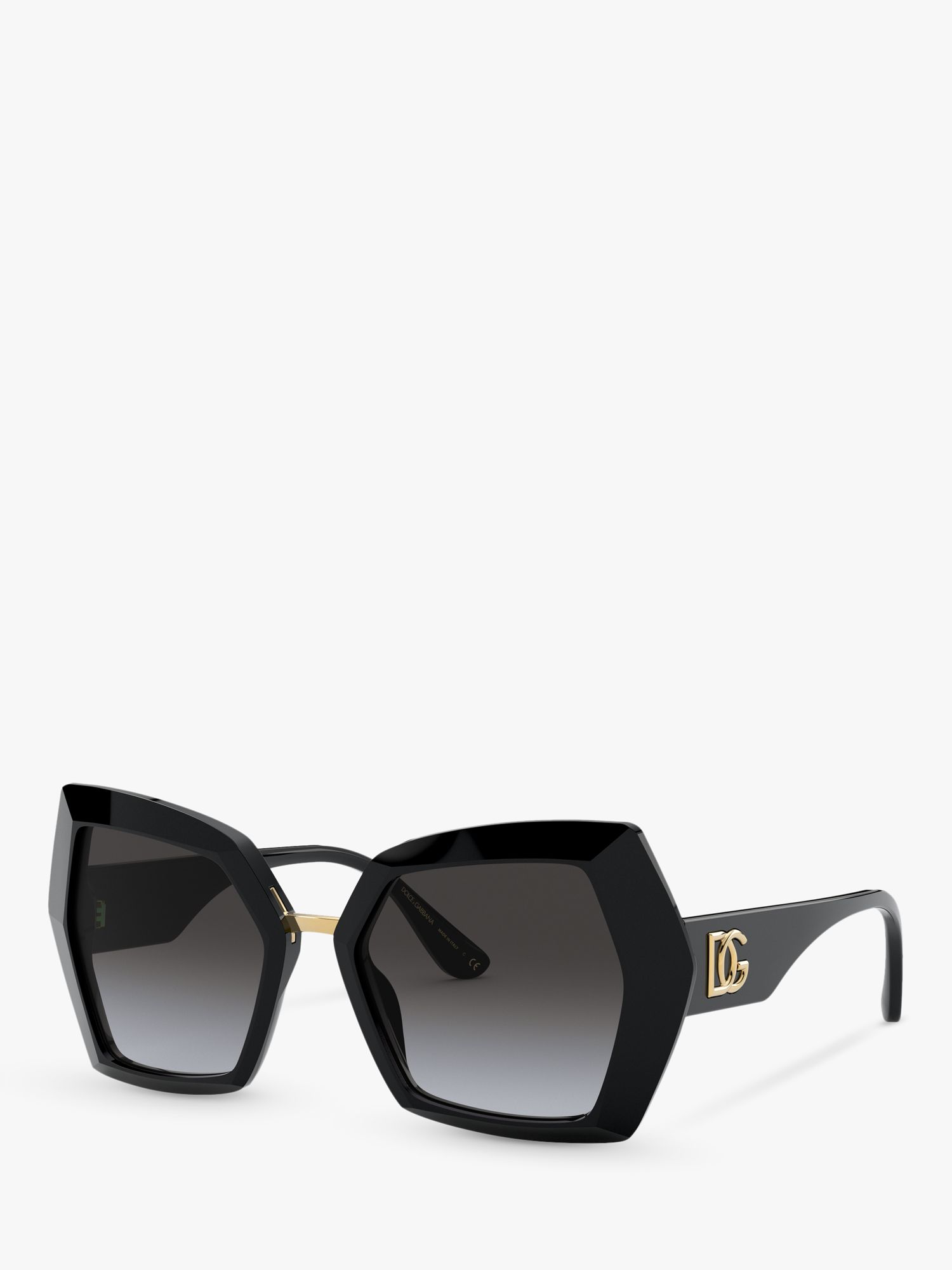 Dolce & Gabbana DG4377 Women's Chunky Hexagonal Cat's Eye Sunglasses,  Black/Grey Gradient at John Lewis & Partners