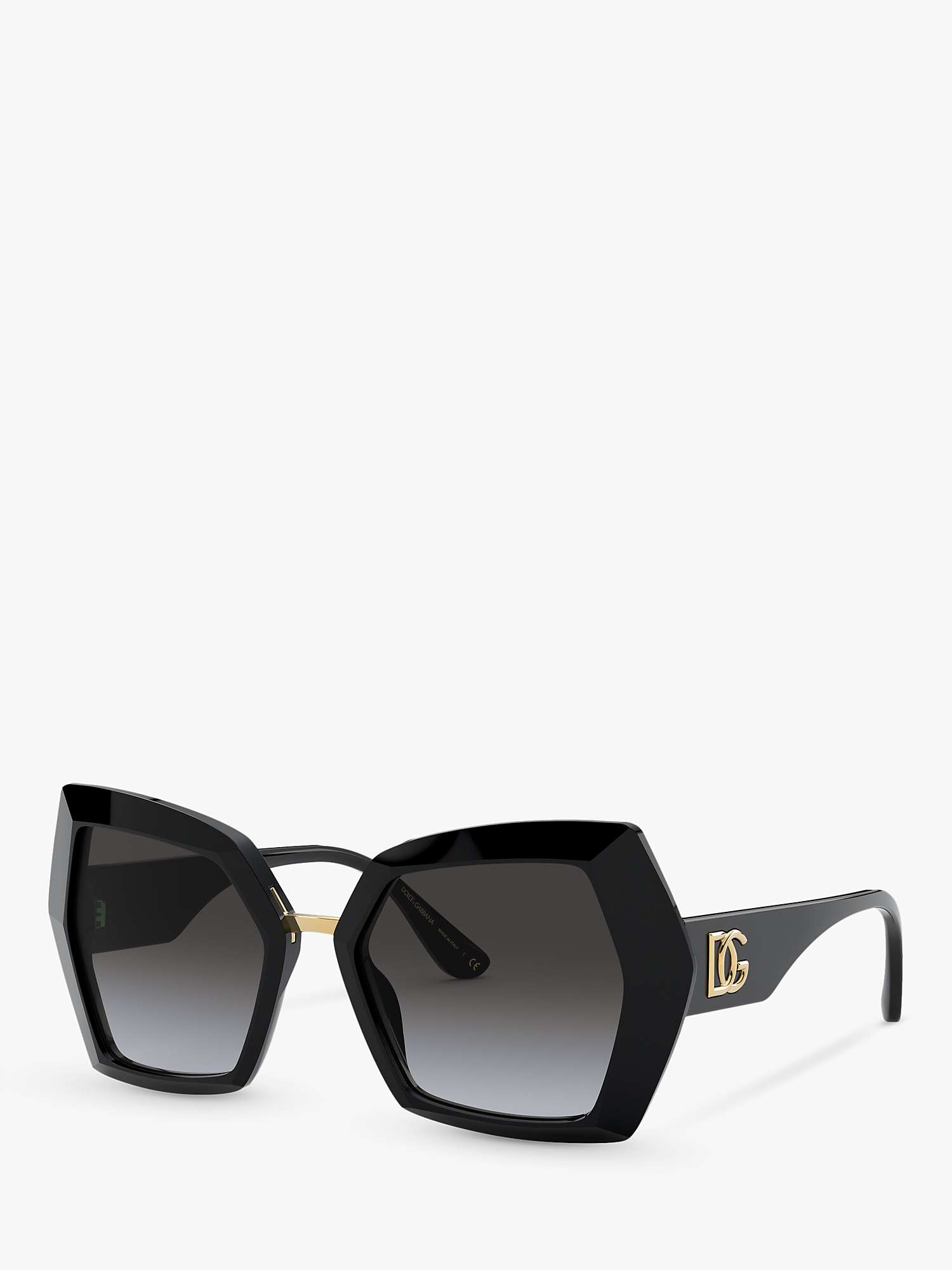 Buy Dolce & Gabbana DG4377 Women's Chunky Hexagonal Cat's Eye Sunglasses, Black/Grey Gradient Online at johnlewis.com