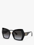 Dolce & Gabbana DG4377 Women's Chunky Hexagonal Cat's Eye Sunglasses, Black/Grey Gradient