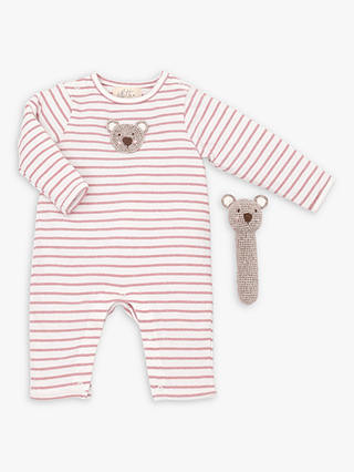 Albetta Organic Cotton Bear Babygro and Crochet Rattle Gift Set