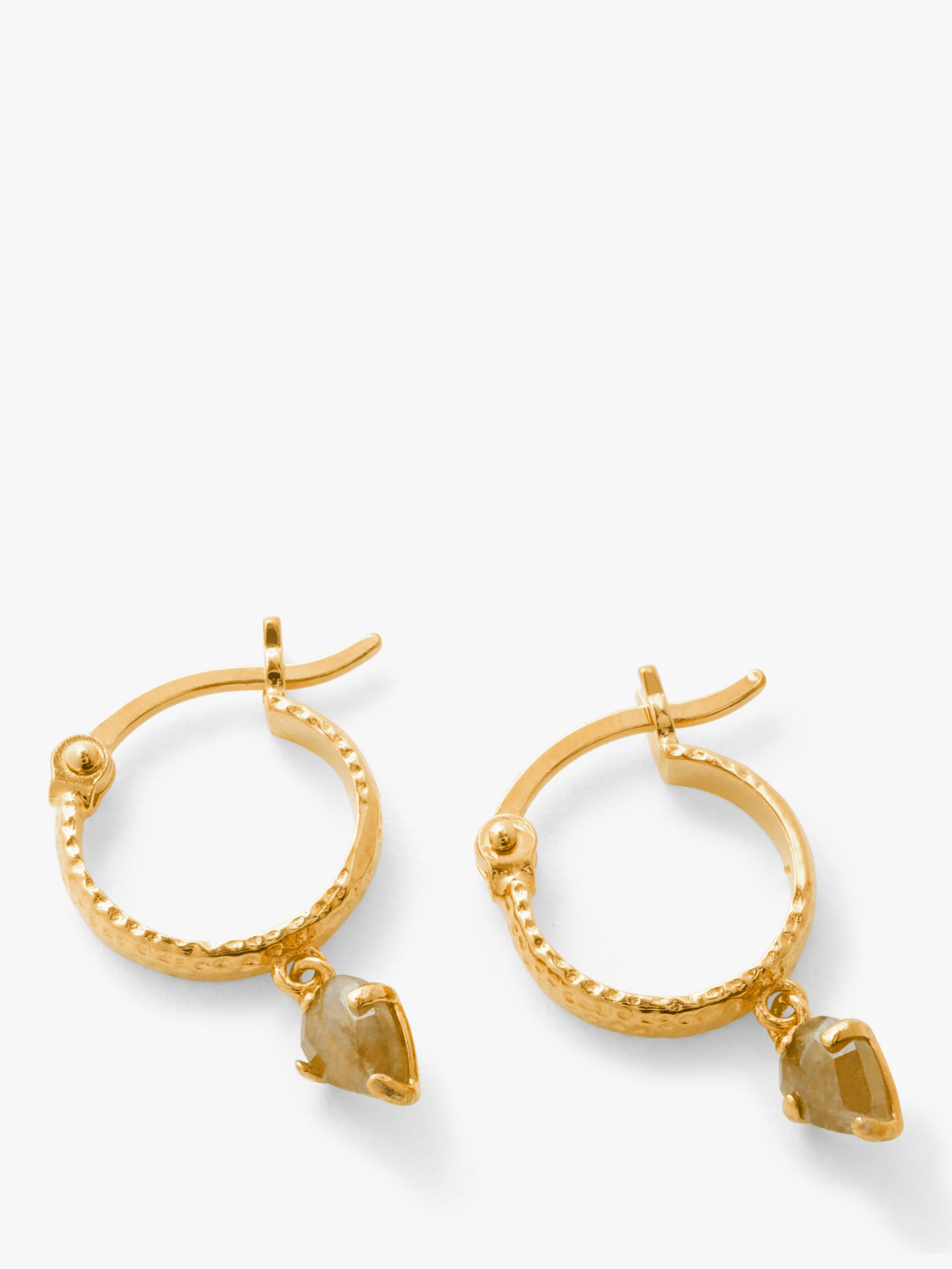 John Lewis & Partners Gemstones Teardrop Textured Hoop Earrings, Gold ...